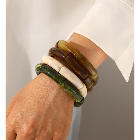 Chunky Acrylic Bangle Bracelets Women Stack Fashion Jewelry Non-Metal - Picture 3 of 9